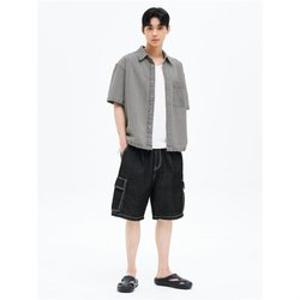에잇세컨즈 425525LPL5 바지 풀 밴딩 카고 데님 쇼츠 블랙 5153345