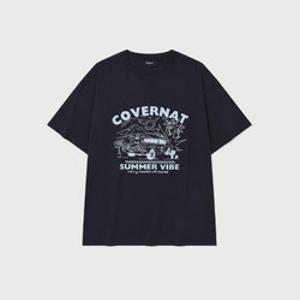 M 커버낫반팔티 CQK CO2502ST41-DN 볼륨 카 그래픽 티셔츠 Dark Navy
