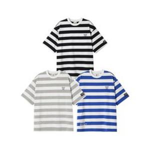 M 라이프워크반팔티 CQK LW242TS181 공용) 화이트로고 스트라이프 반팔 티셔츠