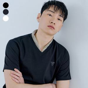 [게스] [CORE] 유니 V넥 미니 빗살 삼각 반팔 티셔츠 MQ2K8431