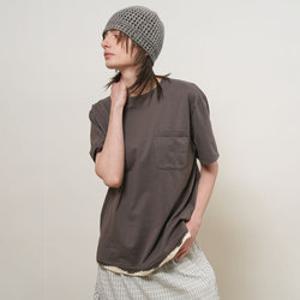 [제너럴아이디어] UNISEX 핸드 니트 레이어드 티셔츠 [CHARCOAL] / GF1UTS007-WOMAN