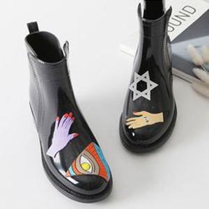 [니나스파리]3.5cm 블랙 숏 레인부츠(8J303)