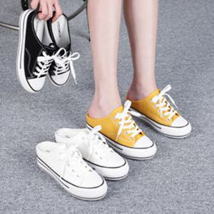 [아리앤] 캔버스 키높이 속굽 스니커즈 뮬슬리퍼 5.5cm