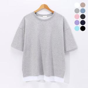 [후앙스] 남녀공용 오버핏 트임 레이어드 반팔티셔츠 DMRT5406