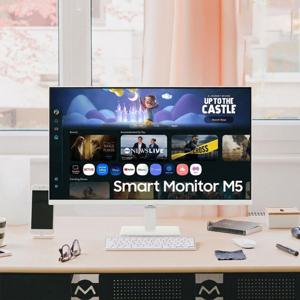 삼성전자 삼성 스마트모니터 M5 68.6cm(27형) 화이트 FHD IPS LED 컴퓨터 모니터 HDMI 스마트 앱 OTT 스피커내장 IPTV모니터 M50F