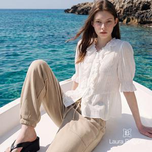 라우라비아조티 26SS 핀턱 러플 블라우스