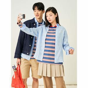 남녀공용 리넨 솔리드 셔츠  스카이 블루 BC5364C22Q