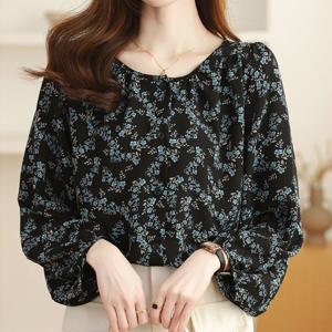 [블랙퀸] 하쿠마잔꽃무늬블라우스 blk001159