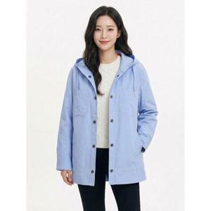 [크로커다일레이디]블루 후드 일체형 코튼 숏점퍼 CLCMJP207