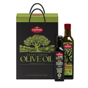 코피니 이탈리아 냉압착 엑스트라버진 올리브유 500ml + 발사믹식초 250ml 선물세트