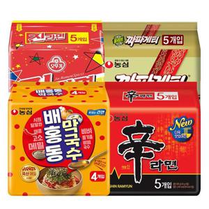 농심 배홍동막국수4봉+신라면5봉+진라면5봉+짜파게티5봉