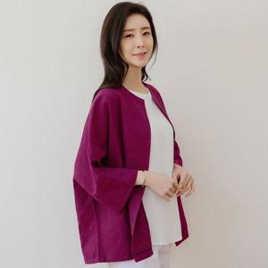 [드리다]여성 린넨 여름 아우터 오버핏 9부 마 간절기 정장 자켓 빅사이즈 핑크 네이비 40대 미시옷 50대..