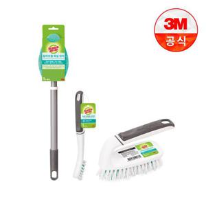 [3M]타일 청소 3종세트 그레이(길이조절 욕실브러쉬+타일 틈새브러쉬+다용도 욕실청소 브러쉬)