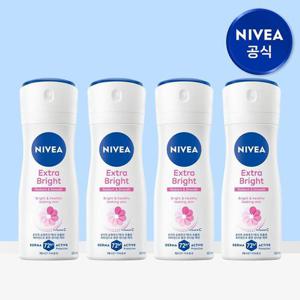 [니베아 공식] 니베아 데오드란트 스프레이 엑스트라 브라이트 60ml 4개