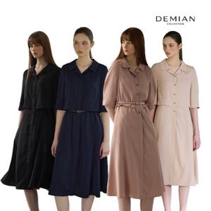 [방송에서만][데미안(DEMIAN)] 26SS 루미엘라 쉬폰 헤리티지 오픈 카라 썸머 원피스 1종 + 벨트 1종 (총 2종)