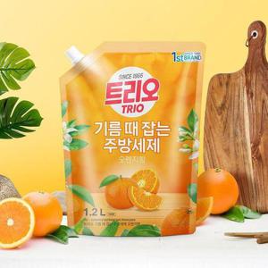 [애경]트리오 기름때 잡는 주방세제 1.2L 리필 오렌지향