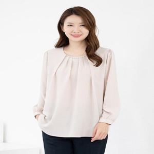 [모슬린]엄마옷 라운드 넥클리스 긴팔롱블라우스 602FGH083 마담/중년여성/빅사이즈/50대/60대