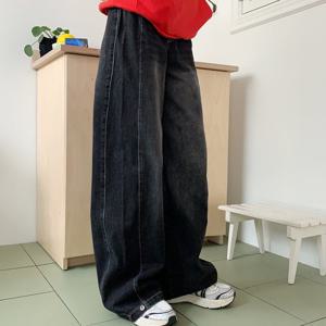 [기장선택/~3XL/투웨이] 아티크 빈티지워싱 사이드폴딩 벌룬 와이드 데님팬츠 (4color)