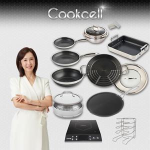 [쿡셀] 블랙큐브 세라믹 IH프라이팬+가마솥+패밀리팬 특집구성(프라이팬22cm, 프라이팬28cm, 궁중팬28cm)+사각멀티팬+가마솥22cm/뚜껑, 36패밀리팬/뚜껑, 그리들팬+28찜기, 28유리뚜껑, 실리콘 손잡이(2P)+프라이팬거치대, 쿡셀인덕션
