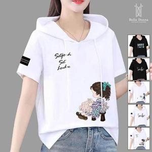 벨라도나 여성 캐주얼 애니레터 후드반팔티셔츠 레이어드코디룩 4스타일 Bon-2681