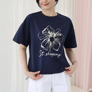 [웬디즈갤러리]플라워 스트링 반팔 티셔츠/여름 편한 데일리 휴가 RTS133