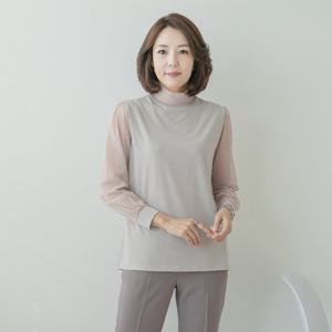 엄마옷 마담4060 40대50대티셔츠시스루반폴-QTE2401087-