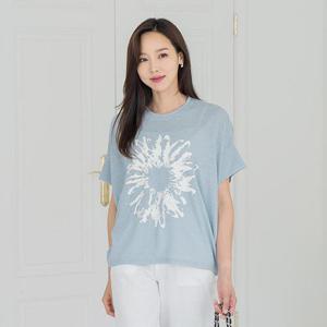 엄마옷 마담4060 여성반팔 티셔츠린넨내추럴-QTE2506030-