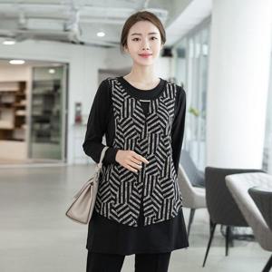 [모슬린]엄마옷 레이어드 롱 블라우스 515FGH772 마담/중년여성/빅사이즈/50대/60대
