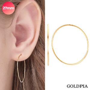 [골드피아] 14K 데일리 파이프링 귀걸이_27mm