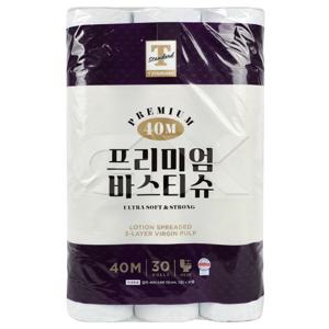 프리미엄 바스티슈 두루마리 휴지 화장지 40m 30롤