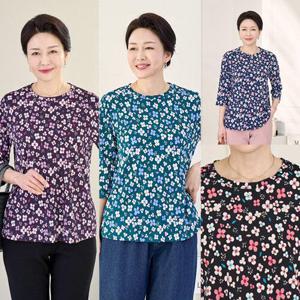 [로즈맘][엄마옷 로즈맘] 미토플라워나염티셔츠/할머니옷 할머니티셔츠 중년여성의류 60대여성옷