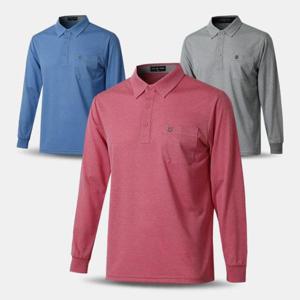 [아즈바이]중년 남성 카치온 무지 긴팔 카라티 YDA09 봄 여름