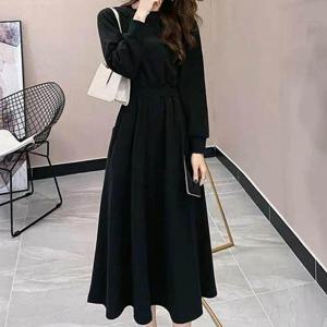 여자 2컬러 간절기 편한 스타일 허리밴딩 롱원피스 WFKOD1G