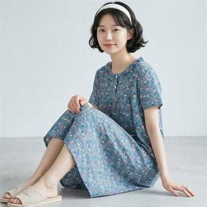 갤러리아_바풀 NSJ 여성 봄 여름 쿨 실내복 원피스 반팔 드레스 잠옷 홈
