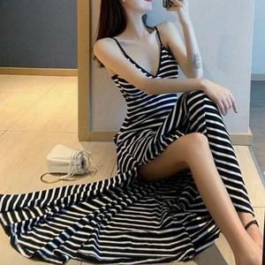 데일리 여성 롱 원피스 레이어드 여성 나시 원피스 스트라이프 WFO2EYF