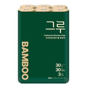 [건강한~안심무표백]그루 화장지 3겹/30M/30롤-100%순수천연펄프/무형광/무표백