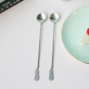 그립감 좋은 장미 스텐 롱티스푼 1P 커피 디저트 스푼