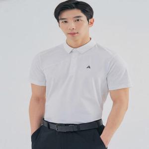 [올포유][올포유] [모델착장] 남성 펀칭 소재 패치 카라 반팔 티셔츠 AMTYM4191-100