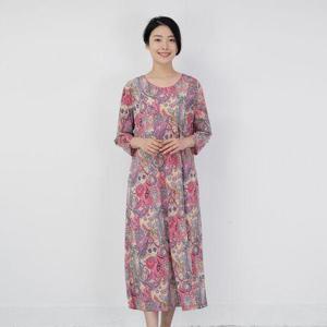 [모슬린]엄마옷 꽃 페이즐리 원피스 홈웨어 MQG126796 마담 미시 중년여성 빅사이즈 할머니옷 50대 60대 ..