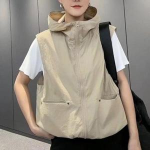 [애슬릿] 여성 후드 조끼 봄 여름 레이어드 오버핏 집업 베스트