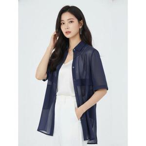 [크로커다일레이디]네이비 쉬폰 롱가디건 티셔츠 CLCMTS107