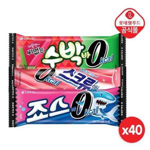 갤러리아_[롯데] 0 칼로리 아이스 바 40개(수박 13,스크류 13,죠스 14)