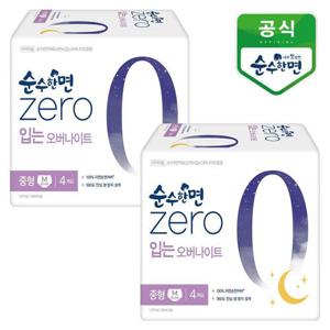 깨끗한나라 순수한면 제로zero 입는오버나이트 중형 4개입x2팩