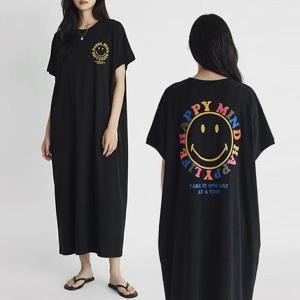 [유니제이] 오버핏 스마일 반팔 맥시 원피스 RSOP3099