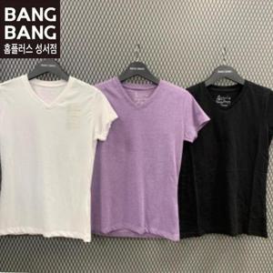 뱅뱅 HC04 여성 브이넥 무지 면혼방 반팔티셔츠   여름  V넥 기본  얇은 반