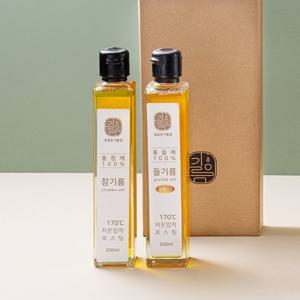 [더싱싱] 저온압착 참기름 200ml +들기름 200ml 선물세트(2구) HACCP