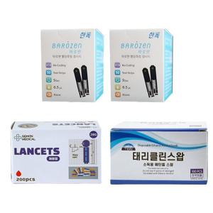 바로잰 혈당시험지 100매+국산채혈침200개+국산알콜솜200매 당뇨관리 혈당케어