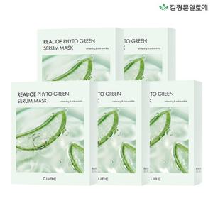 [김정문알로에] 라센스 로에 큐어 리알로에 피토 그린 세럼 마스크팩 5박스(50매)