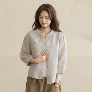 엄마옷 마담4060 [내추럴포엠]린넨차이나셔츠자켓 -QJK2605002-