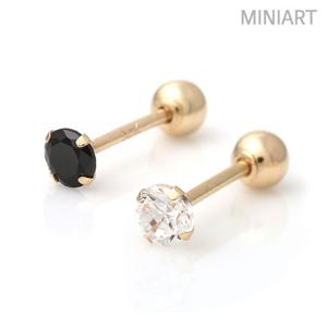 14K 라운드큐빅 3mm 골드 금 피어싱 여자 귀걸이 TR101_TR104